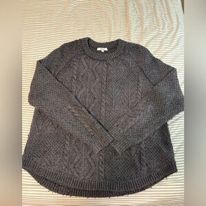 Madewell Gray Crew Neck Cable Knit Sweater